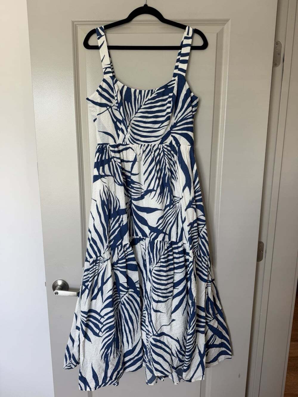 AYR The Magic Moment Midi Dress in Blue White Palm Size Large - Picture 3 of 9